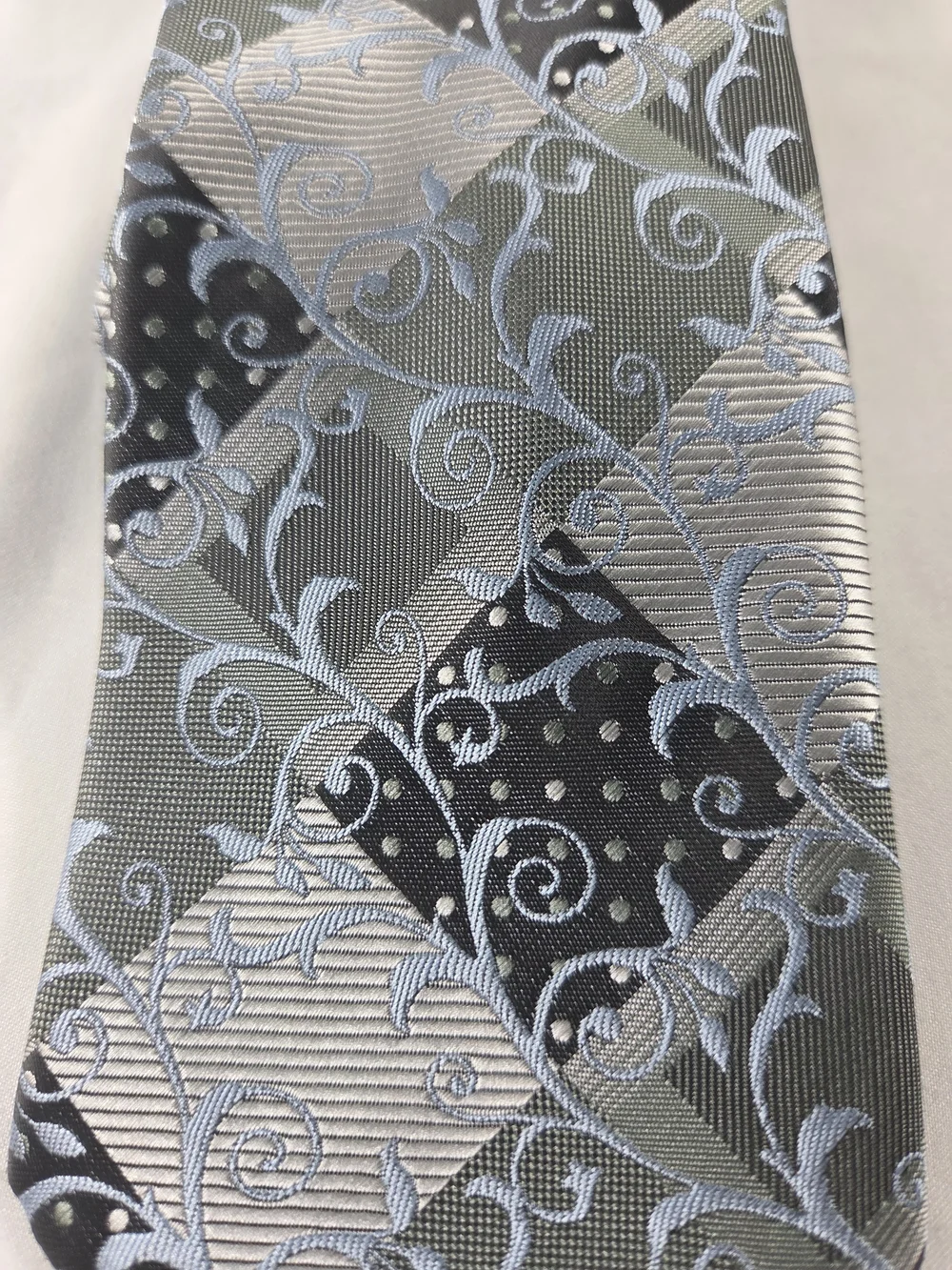 Pierre Cardin Gray and Light Blue Patterned Men's Tie